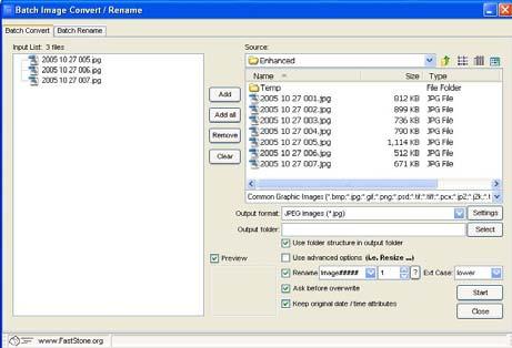 Version 2.25 Beta 30. Convert Image File Formats (for advanced users) 1. The Batch Convert function is generally used to convert a group of images using criteria that you specify.