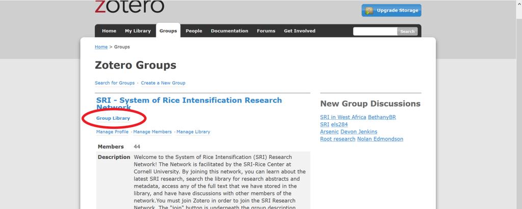 If you now click on Group Library (in blue), you can enter the database as a member and have access to hundreds of PDF articles that are correspond to