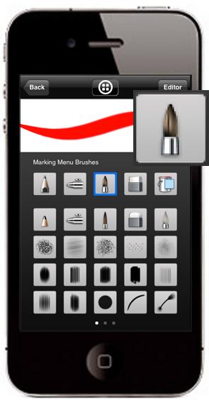 Using the Brush Editor Tap to access the Brush Editor.