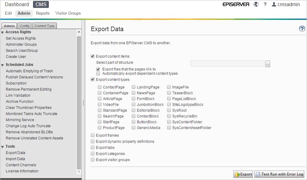 Exporting and importing data 31 Exporting and importing data You can export and import data between EPiServer websites.