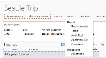 receipt images Print an expense report Click Print/E-mail and then Detailed Report.
