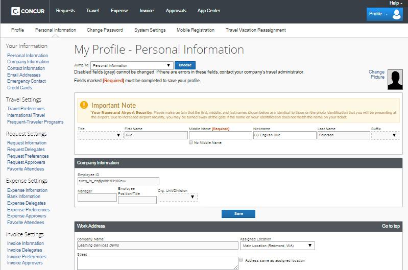 Updating Your Profile To avoid re-entering personal and permanent information about yourself (phone number, contacts, credit card information etc.