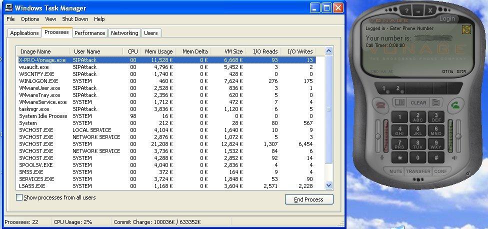 6 Farley, Wang Fig. 5. Screenshot of the memory usage of the Windows XP host before the attack. softphone has two lines).