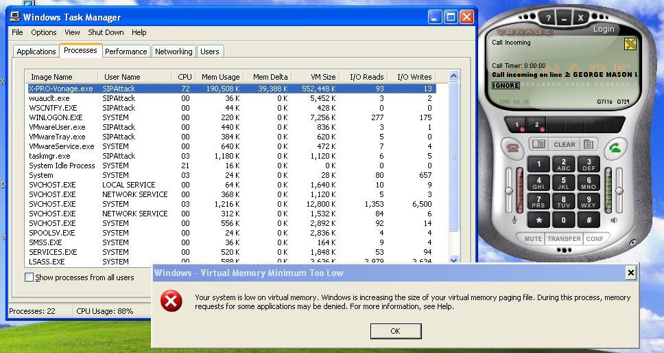 Disabling a Computer by Exploiting Softphone Vulnerabilities 7 Fig. 6. Screenshot of the memory usage of the Windows host after the attack.