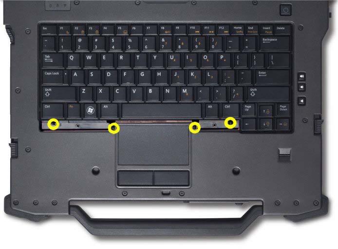 does not need to be removed to access the screws. The screws can be accessed by simply opening the docking connector door. 1 Bottom Keyboard screws 3.