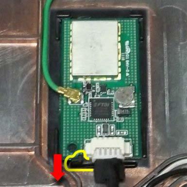 4. Push the Retention Clip toward the rear of the base assembly and lift the GPS module up by the USB cable. 5. Disconnect the USB cable from the GPS module.