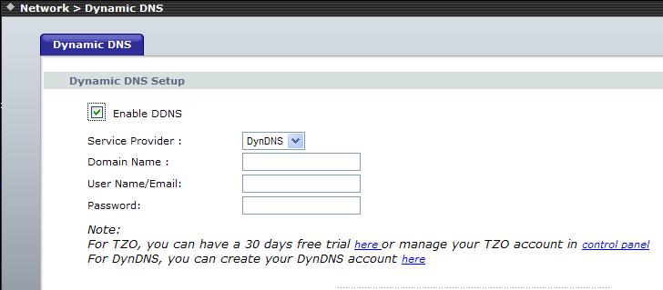 name service? From this web site you can register a new DDNS service account: http://www.dyndns.com/newacct Note that if you are using a fixed IP address, do not set the gateway dynamic domain name.