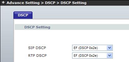 Included USA, UK, Australia, Hong Kong, France, Taiwan, China 5.3 DSCP Setting Select the SIP and RTP to adjust the transmission priority of voice and data.
