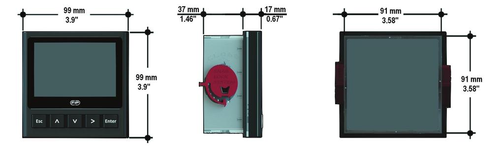 Dimensions PANEL MOUNTING WALL MOUNTING Mechanical installation The /ORP monitor & transmitter is available just