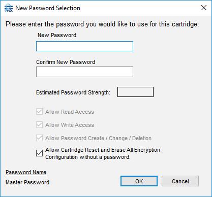 Please refer to our PowerEncrypt web page for more information on this feature. At the default Encryption tab, click Enable Cartridge Encryption/ Password Protection.
