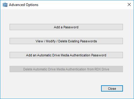 At the Advanced Options dialog, click Add Drive s Automatic Authentication Password for the cartridge and click OK. At the auto-authentication confirmation dialog click OK.