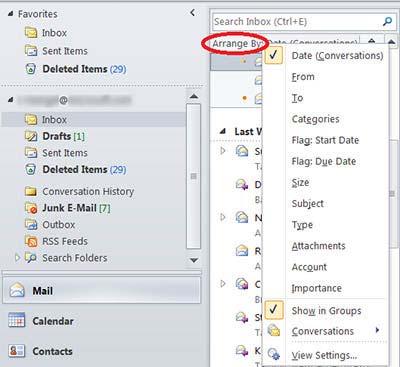 The Arrange By: box in your Inbox gives you convenient access to even more options to arrange your messages.