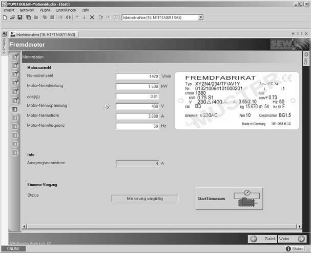 I Parameter Settings and Diagnostics 7 Motor/brake startup with MOVIFIT -FC 0 4. Choose the connected motor. Specify whether the motor is from SEW or whether it is a non-sew motor.