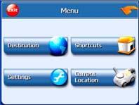 General Setup System Main Menu When in navigation mode, tap button in the Menu screen.