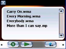 Playing Music In the menu, tap the MENU button to enter the MP3 play list menu, as shown below: When you open the play list, the system will look for MP3 files on its SD memory card and create a play