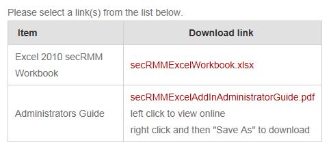13 - secrmm Excel AddIn web site download page Opening secrmmexcelworkbook.xlsx for the first time Introduction When you open the secrmmexcelworkbook.