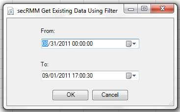 Use this button to get a subset of the data from the event log you specified in the Data source group (i.e. from the secrmm or secrmmcentral event log).