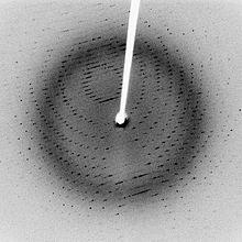 Figure 9: Though this is an x-ray diffraction image, you can see the the filter they ve applied in the centre. You could fabricate and apply a similar filter in place of the adjustable iris.