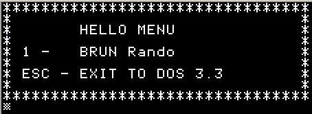 RANDO(C) Version 2.0 For The Apple II Copyright 1990-2008 Bill Buckels All Rights Reserved. Written in Apple33 Manx Aztec C65 Version 3.