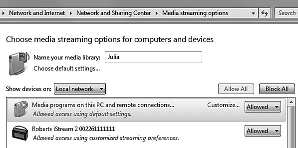 Set up UPnP access on a Windows PC - cont. Music Player 4. Rotate the Tuning/Select control until 'Shared media' is highlighted and press the control to select.