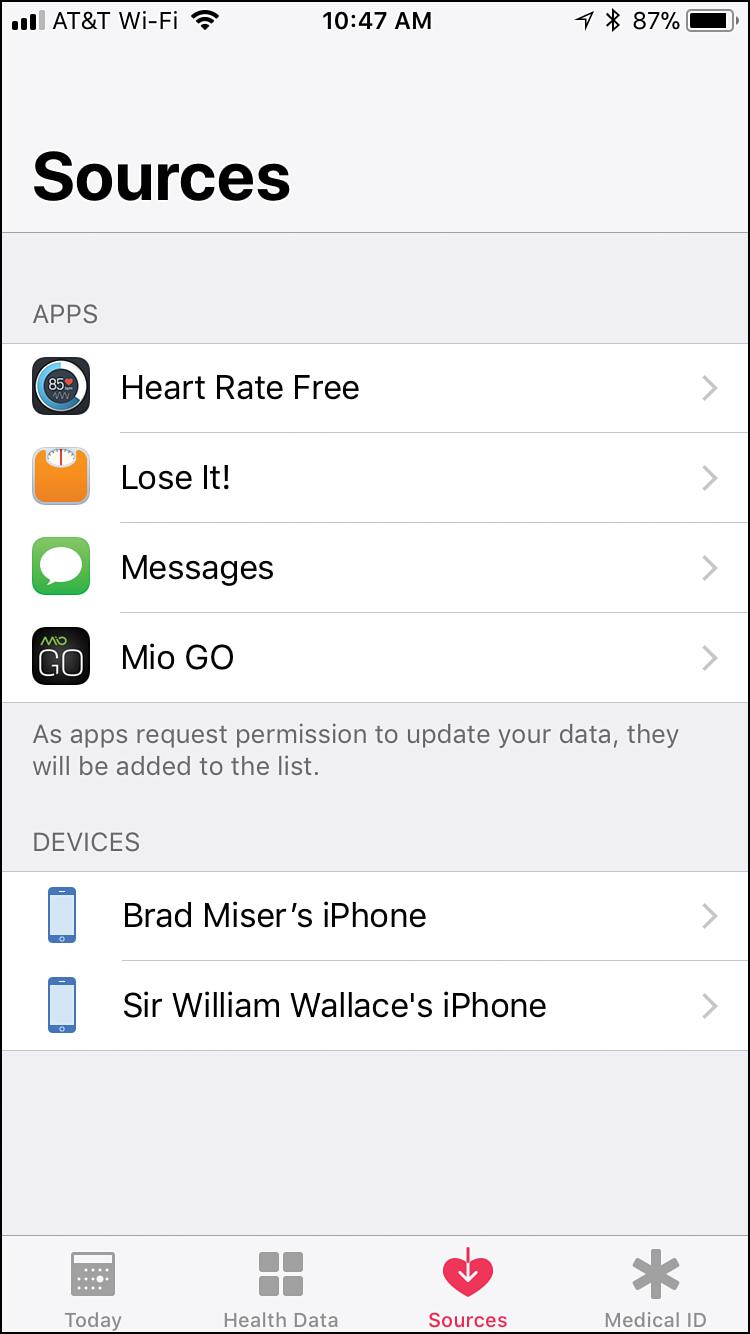 50 Chapter 15 Working with Other Useful iphone Apps and Features Configuring Apps to Report to the Health App You have to provide explicit permission for apps to report their data to the Health app
