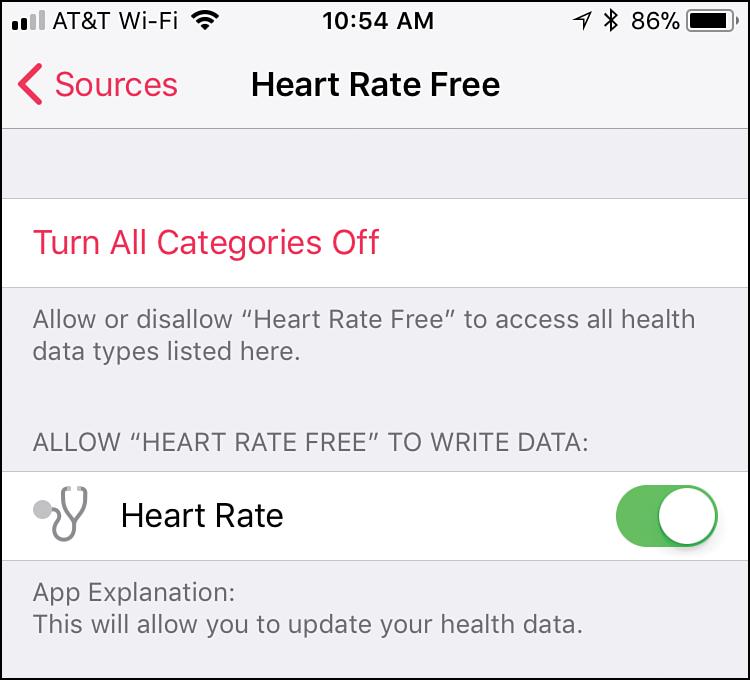 Managing Your Health Information with the Health App 51 5 To enable specific data to be reported in the Health app, set its switch to on (green) or to prevent that data from being reported, set its