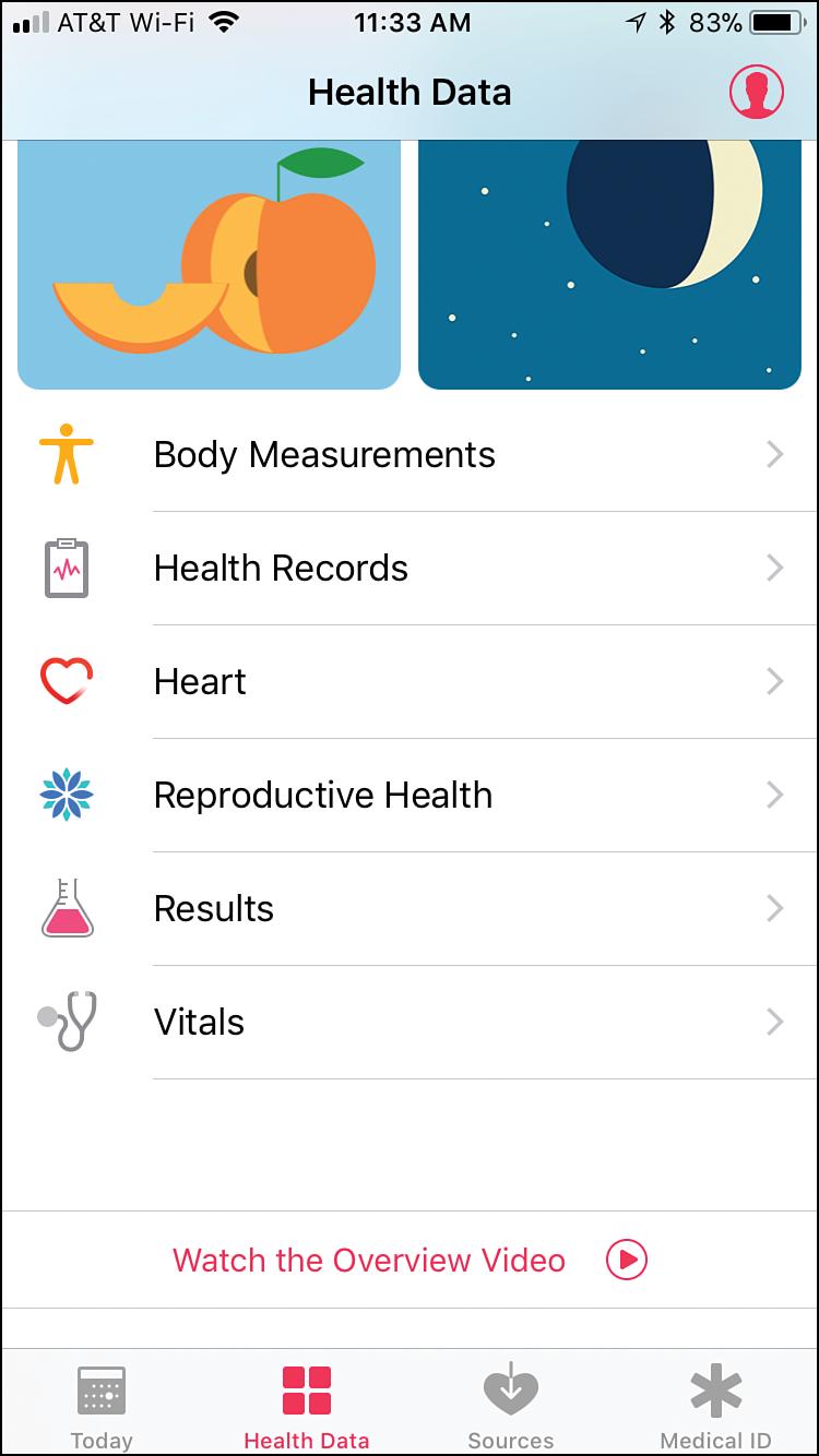 52 Chapter 15 Working with Other Useful iphone Apps and Features Tap Health Data. You see categories at the top of the screen, such as Activity and Nutrition.