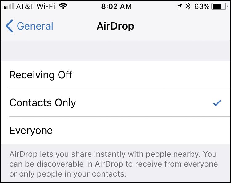 Likewise, you don t have to worry about someone using AirDrop to access your information or to add information to your device without your permission.