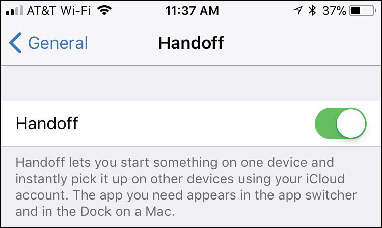 78 Chapter 15 Working with Other Useful iphone Apps and Features Enable Handoff to work seamlessly across devices Ensure that Handoff is enabled on all the devices with which you want to use it.