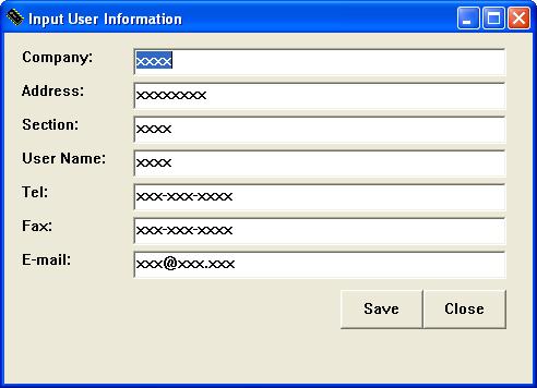 (3) The [Input User Information] dialog box will appear. Enter each item and click the [Save] button. Figure 4.