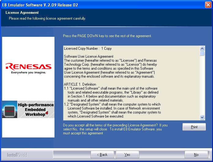 (11) The [License Agreement] dialog box will appear. Read the contents and click the [Yes] button. Figure 4.