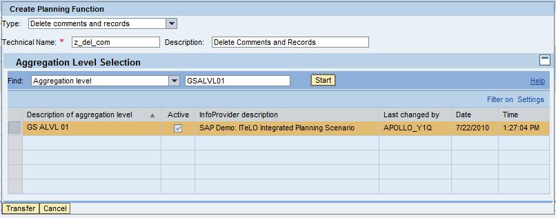 3.3 Create and Test a Planning Function Please go to the transaction RSPLAN and create a