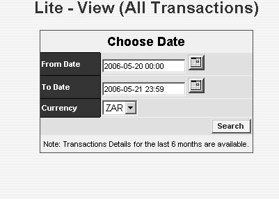 8.3 View All Transactions To view a list of all transactions performed for a selected Date or Period.