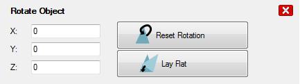 With this function you can rotate the marked object around each axis.