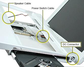 5. Warning: When performing this step, make sure the speaker cable and power switch cable are not strained.