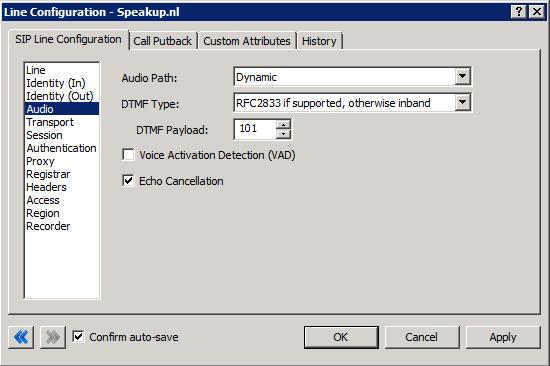 Figure 5: Audio Menu Line Configuration Page Audio Path The choice between Dynamic or Always-in is, for the most part, the choice of the client with respect to the business being done on the server.