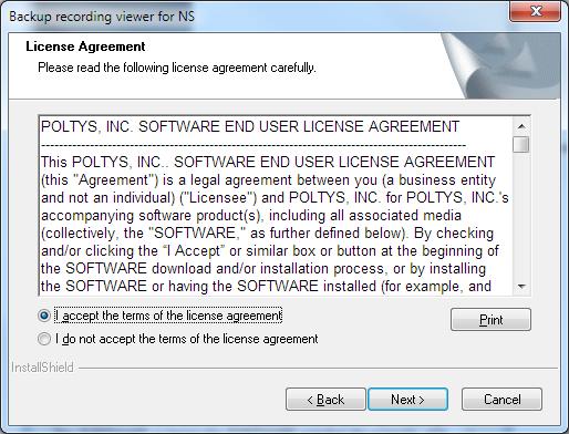 The License Agreement window displays.