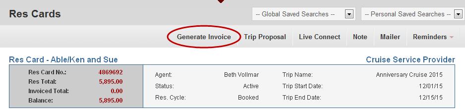 Generating an Invoice 1. Click on the Generate Invoice on the menu items to record a payment and issue invoice. 2.