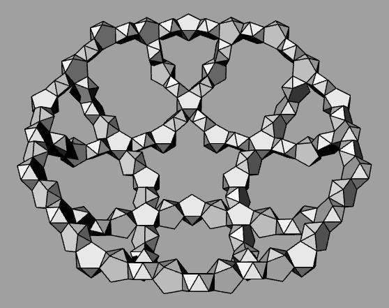 Figure 17: Rhombicosadodecahedral sphere nr. 2 (fragment). Figure 18: Hexagonal infinite knot with 5-antiprisms.