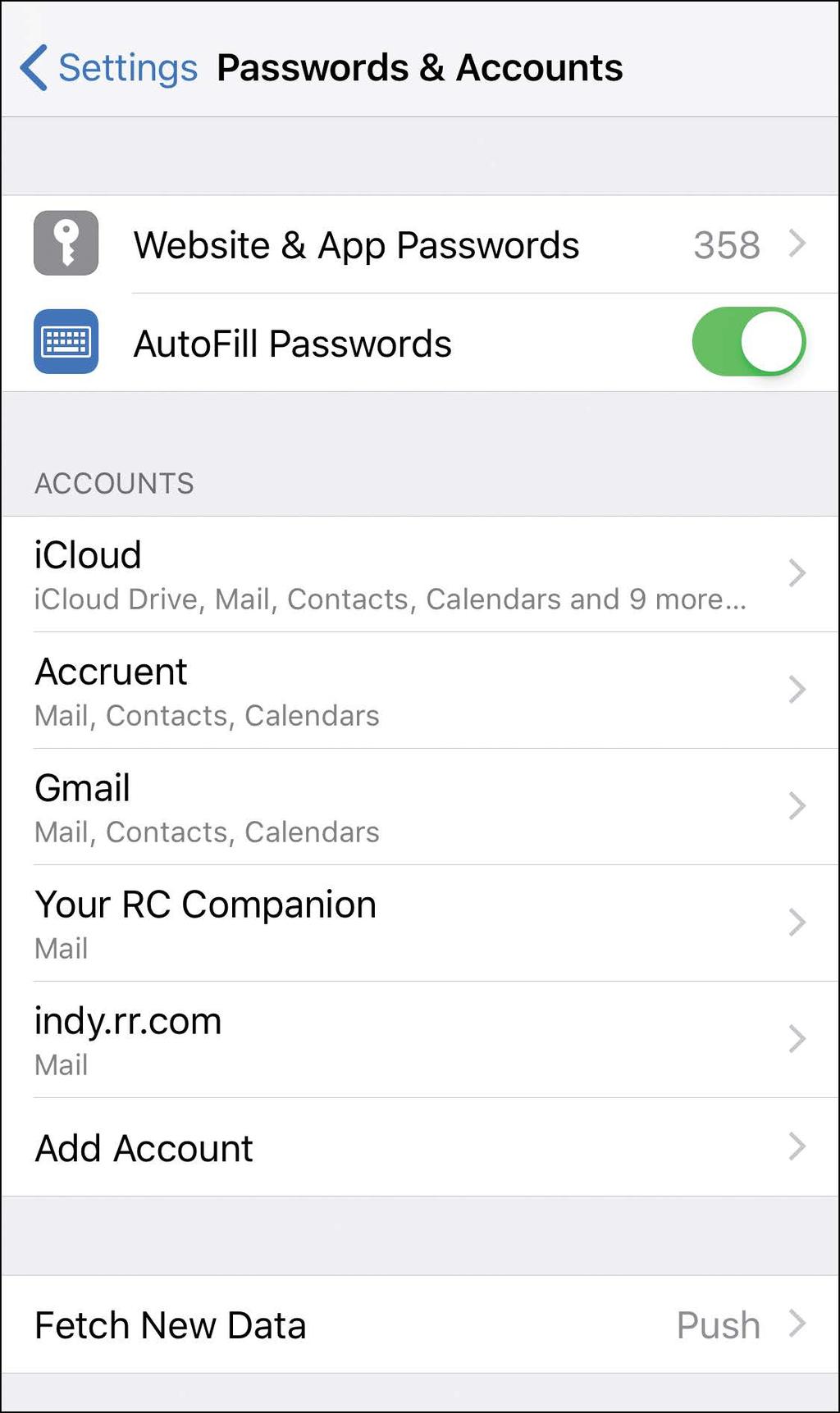 Maintaining an iphone s Power 29 5 Open the Settings app and tap Passwords & Accounts.