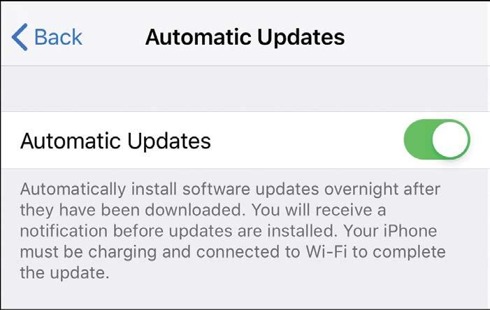The update is installed overnight after it has been downloaded.