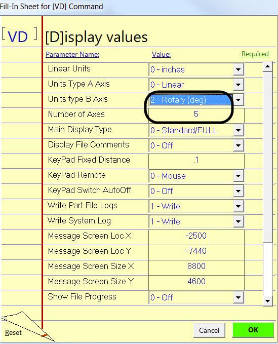 Making Changes to ShopBot Software Open the control software and type a VD command into the yellow command box (or click to Values > Display