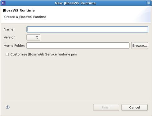 Creating a Web Service from a WSDL document using JBossWS runtime Figure 2.5. Configure JBossWS Runtime See how to configure a new JBossWS runtime here. 2.3.