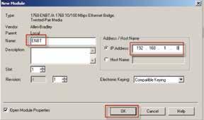 3. Select the 1768-ENBT module and click OK. 4.