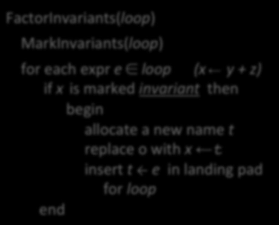 FactorInvariants(l ) FactorInvariants(loop)