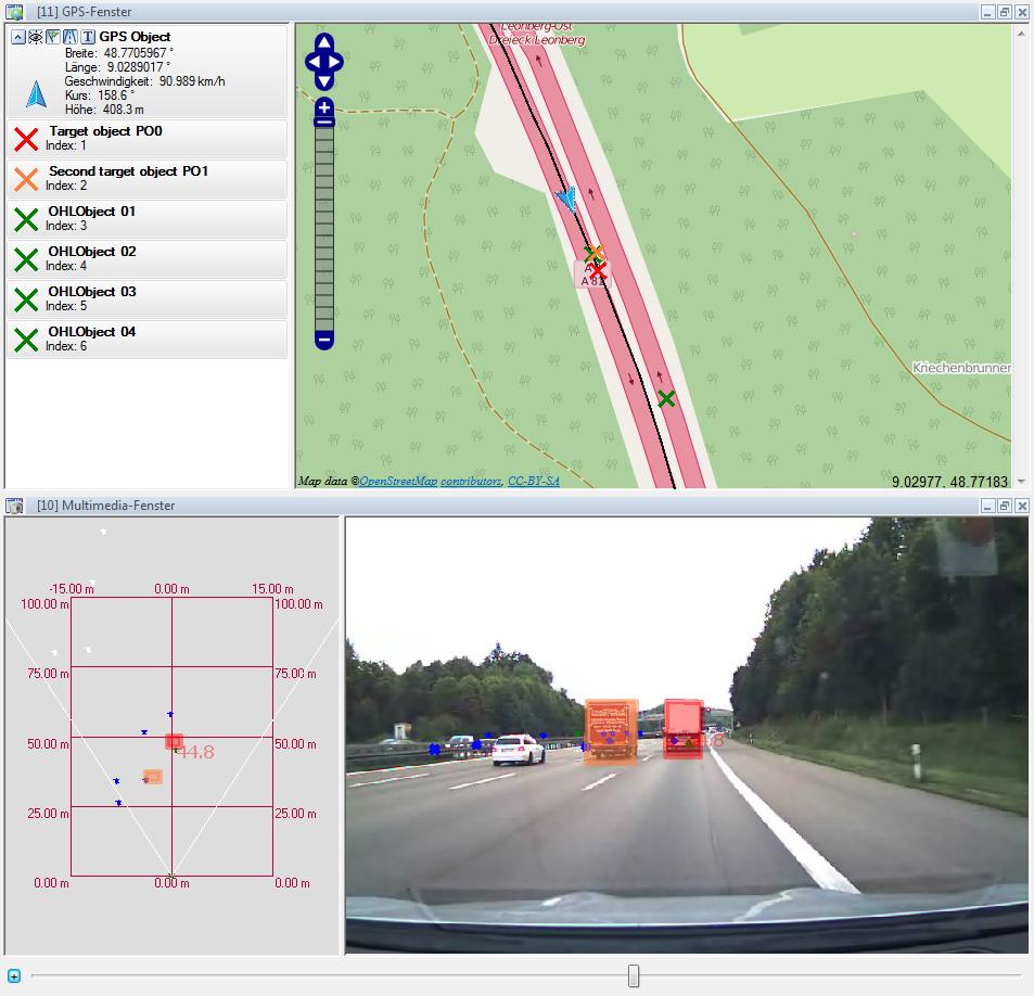 Figure 2: Graphic objects are superimposed in GPS and Video window 1.