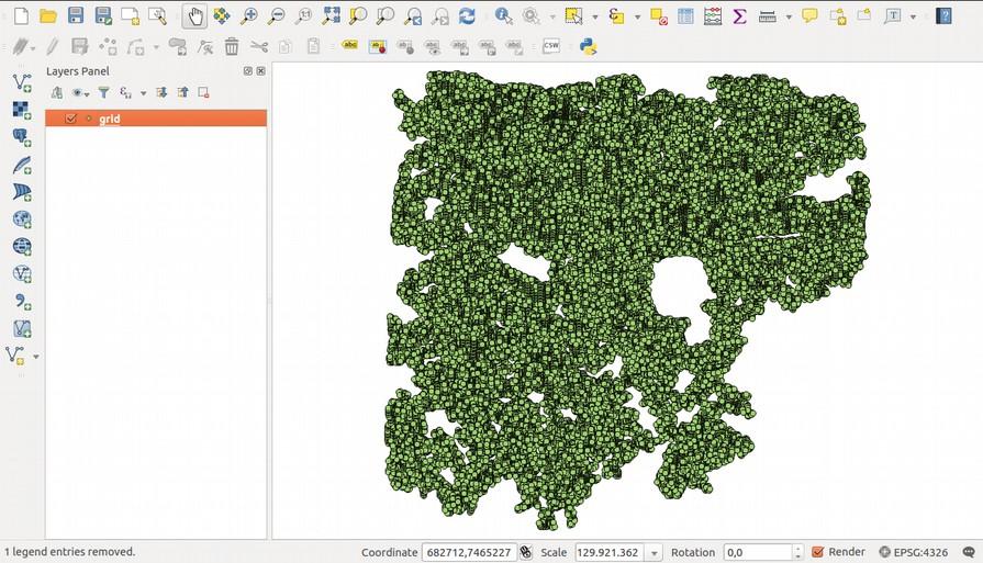 Figure 5 Points of the DSM file in the QGIS After loading your DSM points in the QGIS software you have to save those points in shapefile format (*.shp).