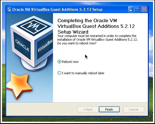 12.5 Installing Guest Additions - 5 When the install completes, reboot the VM by clicking Finish. 12.