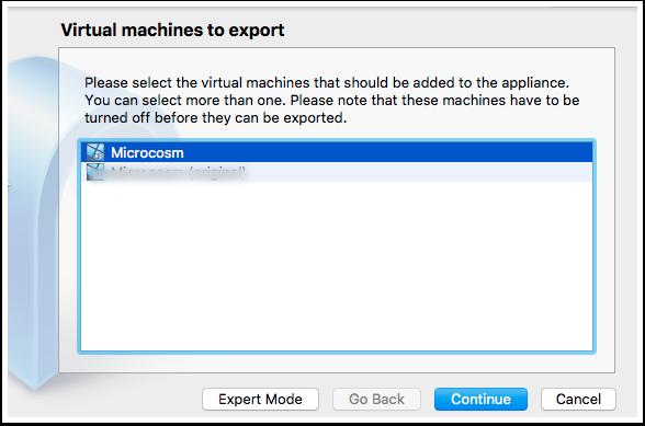 1 Exporting a VM archive - 1 Use VirtualBox File menu, Export Appliance... 18.