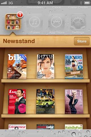 Newsstand 22 About Newsstand Newsstand organizes your magazine and newspaper app subscriptions with a shelf that lets you access your publications quickly and easily.
